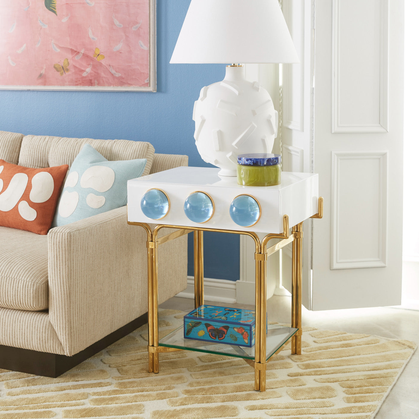  AaltoCollection(ライトブルー)ベース(95mm) Medium Botanist Lacquer Box in Velvet and Lacquer | Jonathan Adler