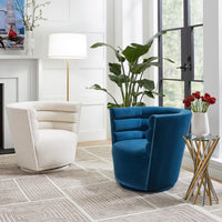 electrum accent table maxime swivel chairs blocks hand knotted rug - styled view