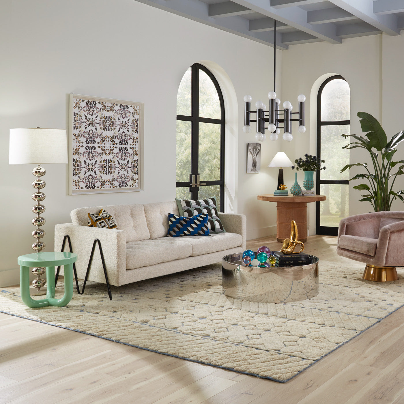 brass banana marble base - angle view