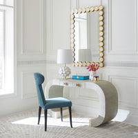 rings mirror siam waterfall console desk vera dining chair - styled view