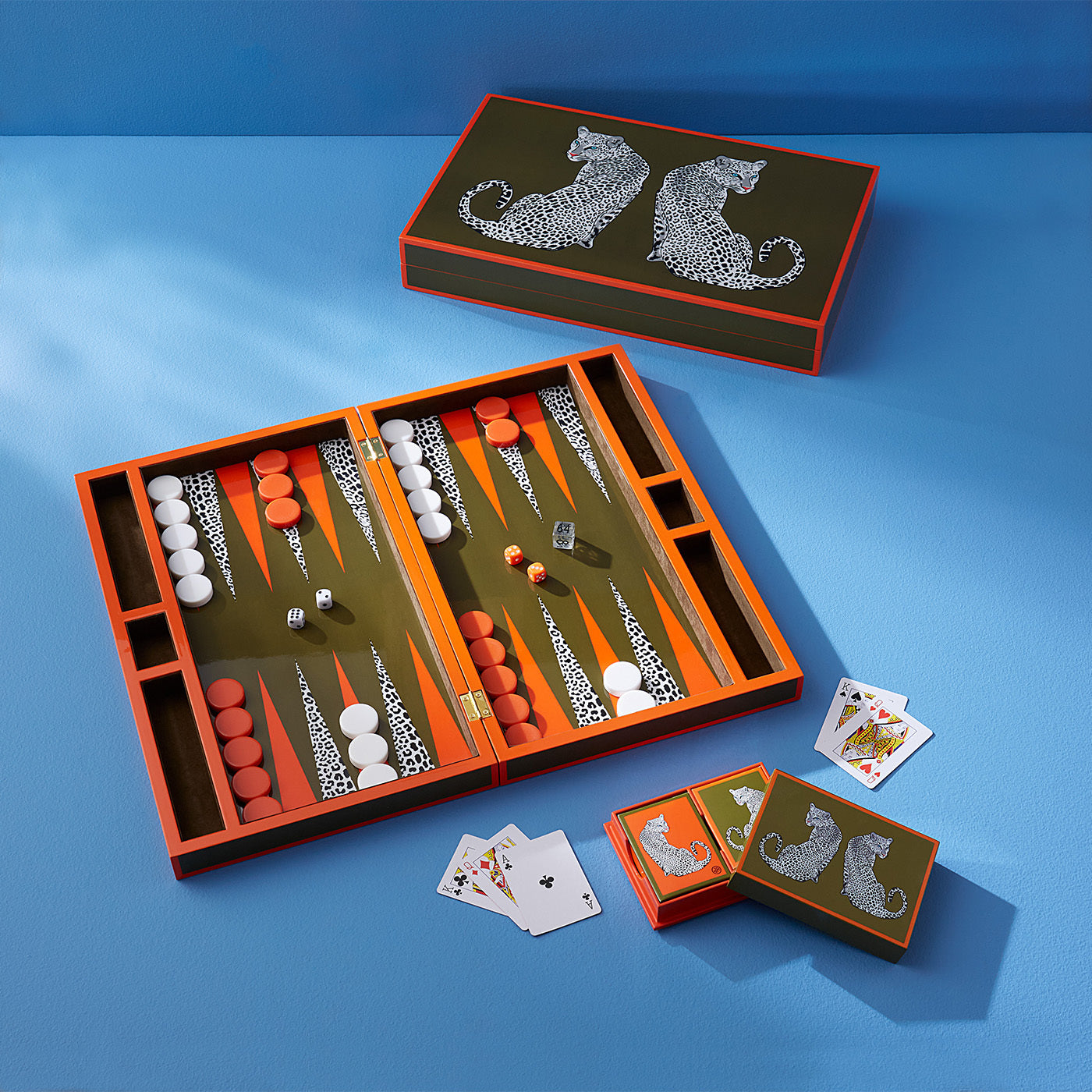 Leopard Backgammon Set in Lacquer and Velvet | Jonathan Adler
