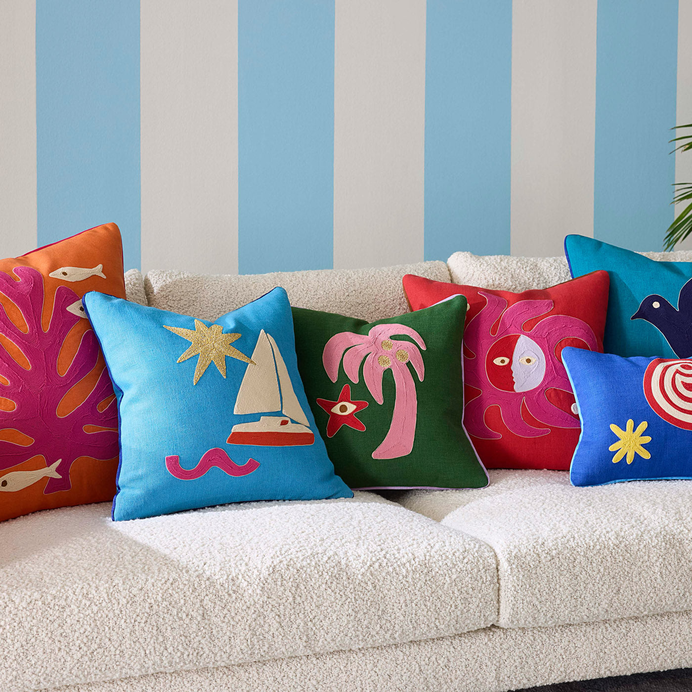 Playa Palm Tree Pillow - styled view
