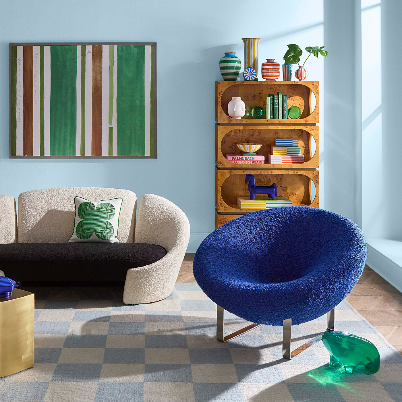 giant acrylic frog green with saturn lounge chair