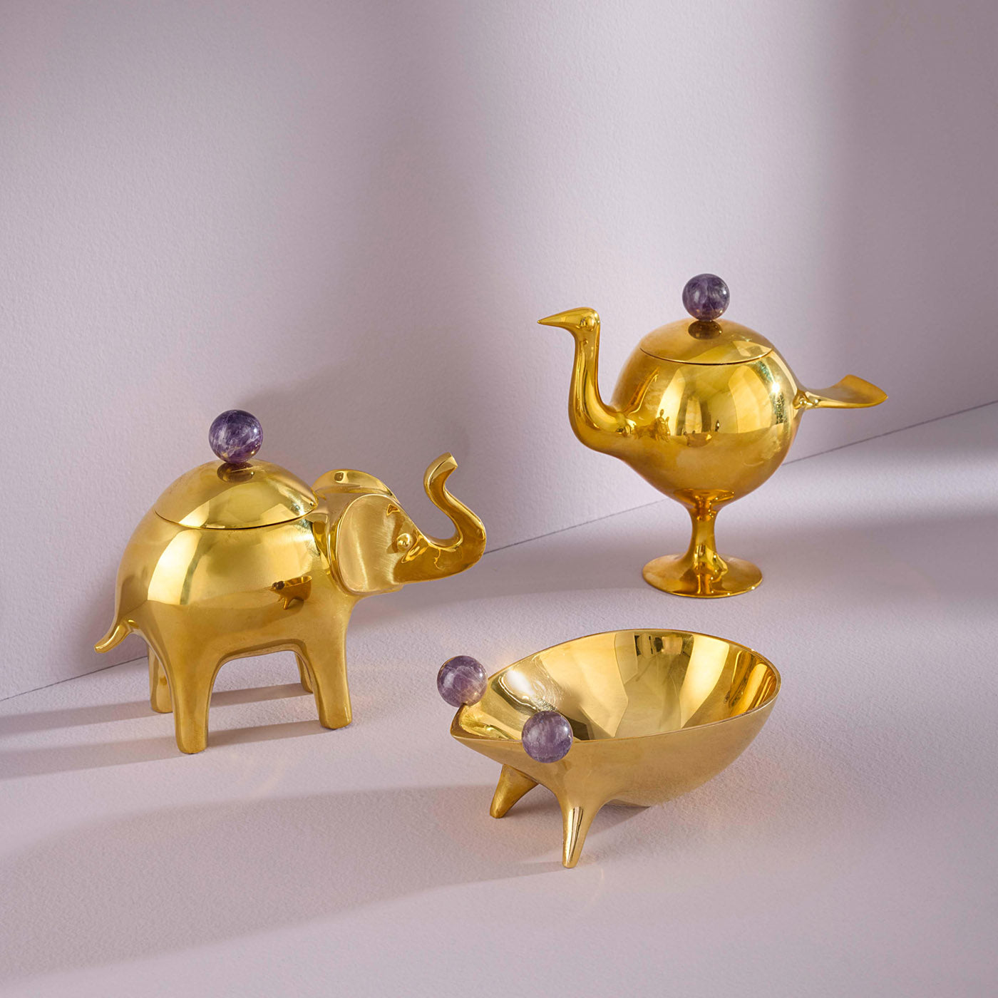 Brass Frog Bowl - group view