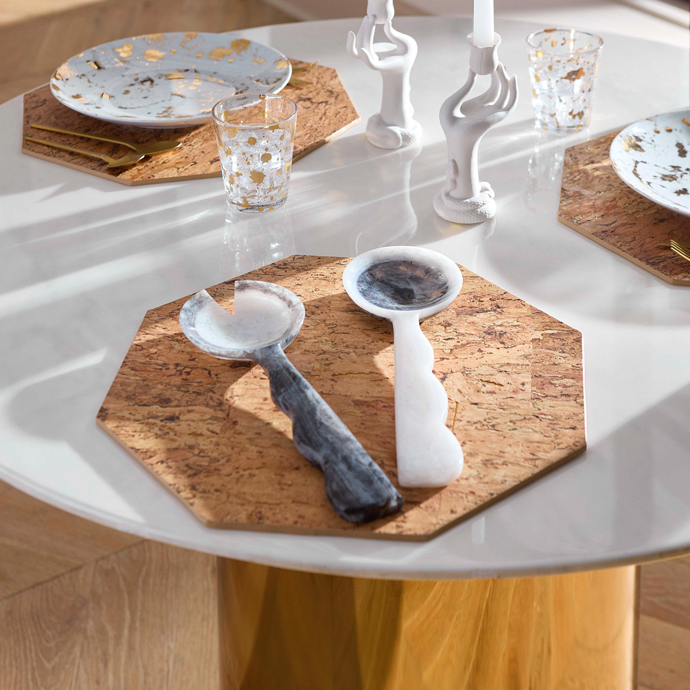 Metallic Cork Octagon Placemat Set - table view