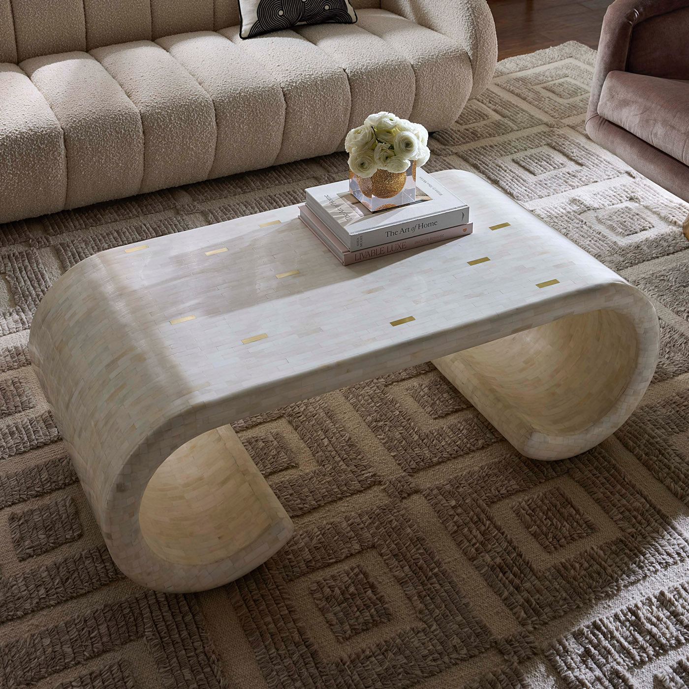 Casablanca Scroll Cocktail Table - styled view