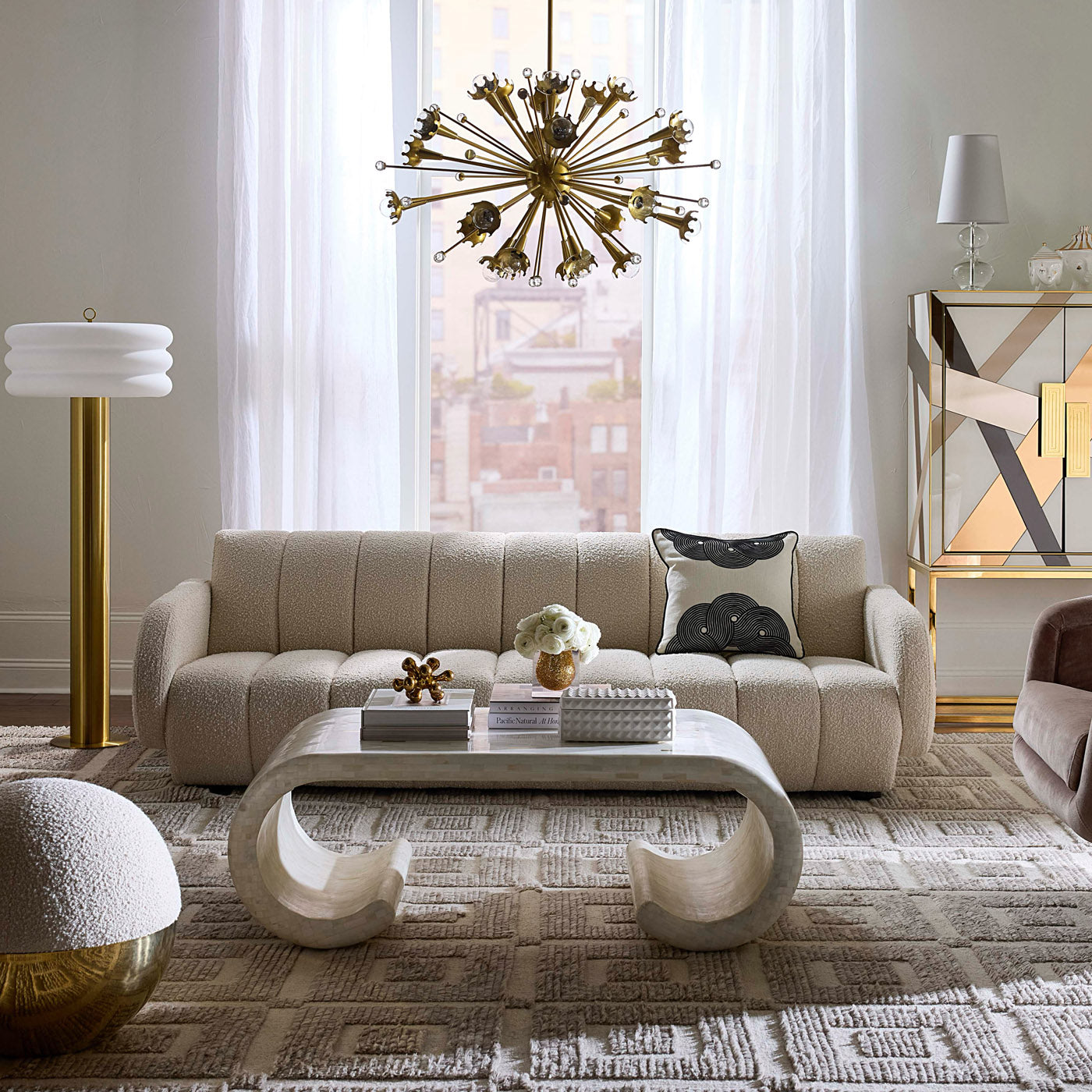 Casablanca Scroll Cocktail Table with Chambeige Bar