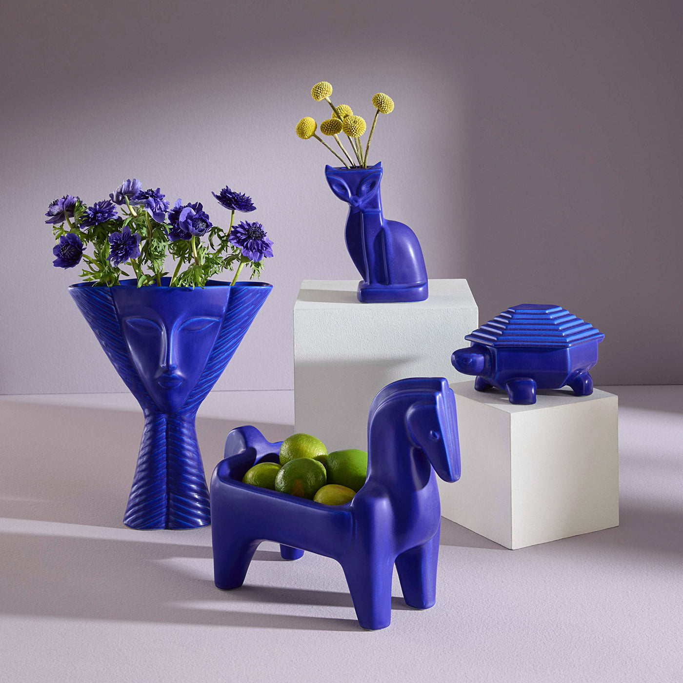 Cobalt Horse Bowl - styled view