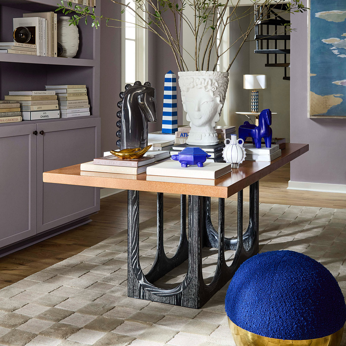 Cobalt Horse Bowl on Coliseum Table