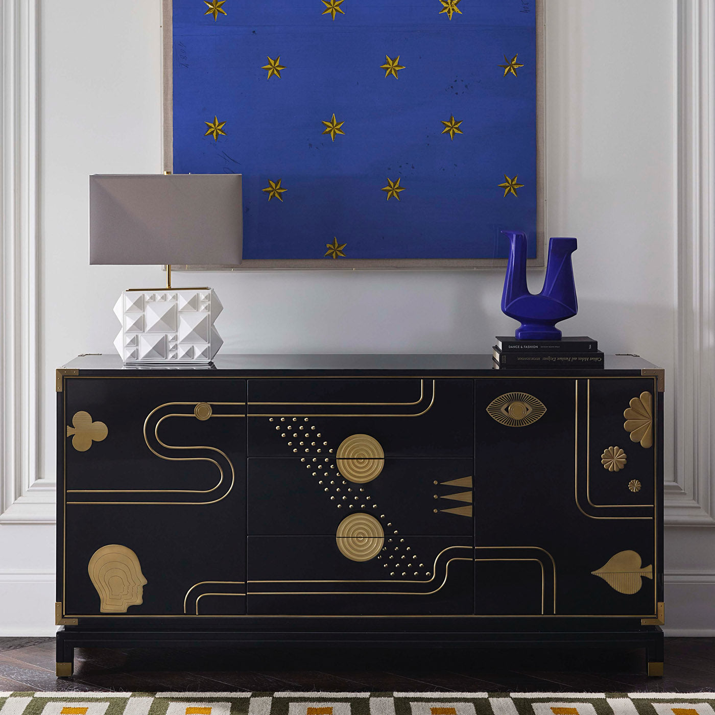 Paule Marrot Blue Etoile with Gala Credenza