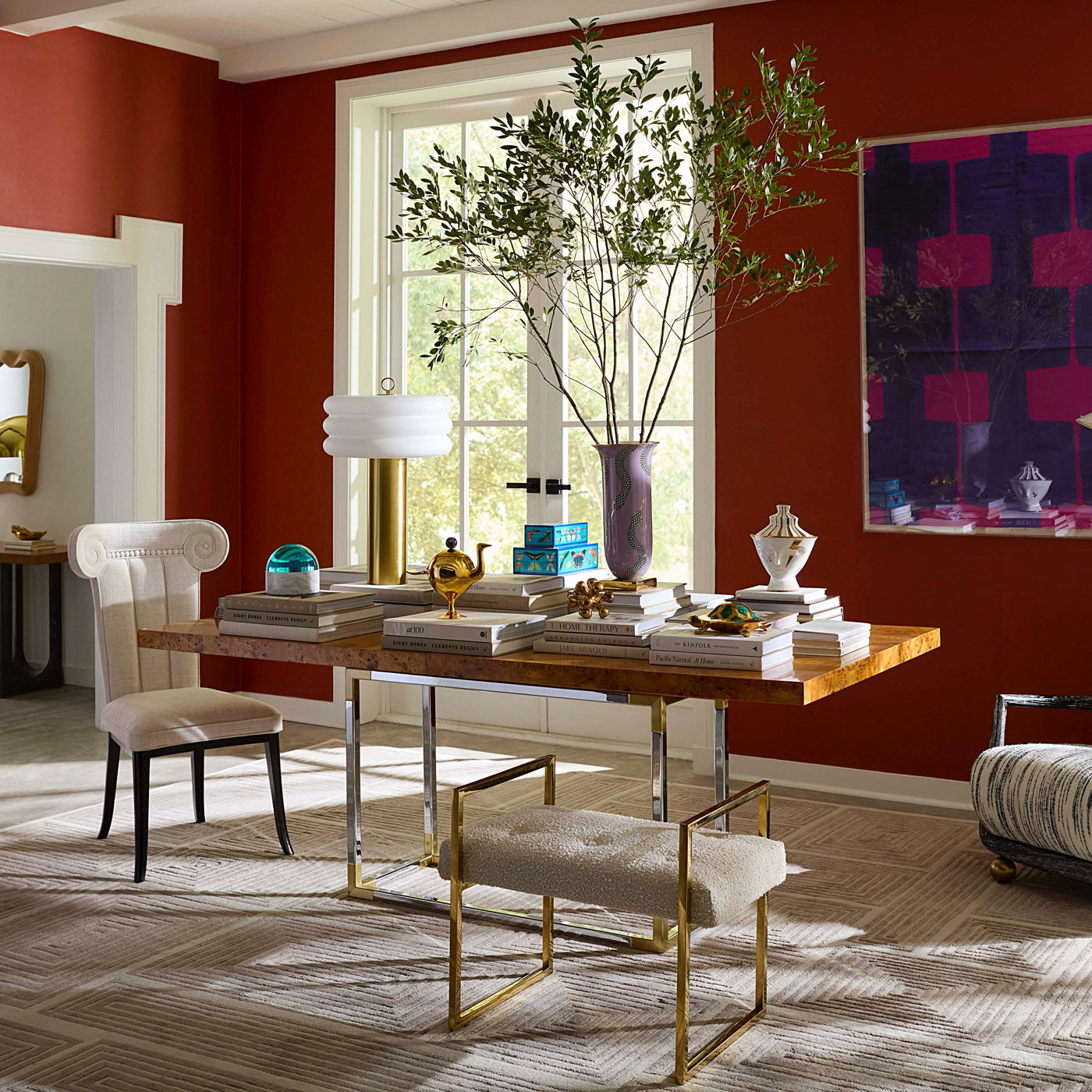 bond dining table with acropolis dining table - styled view
