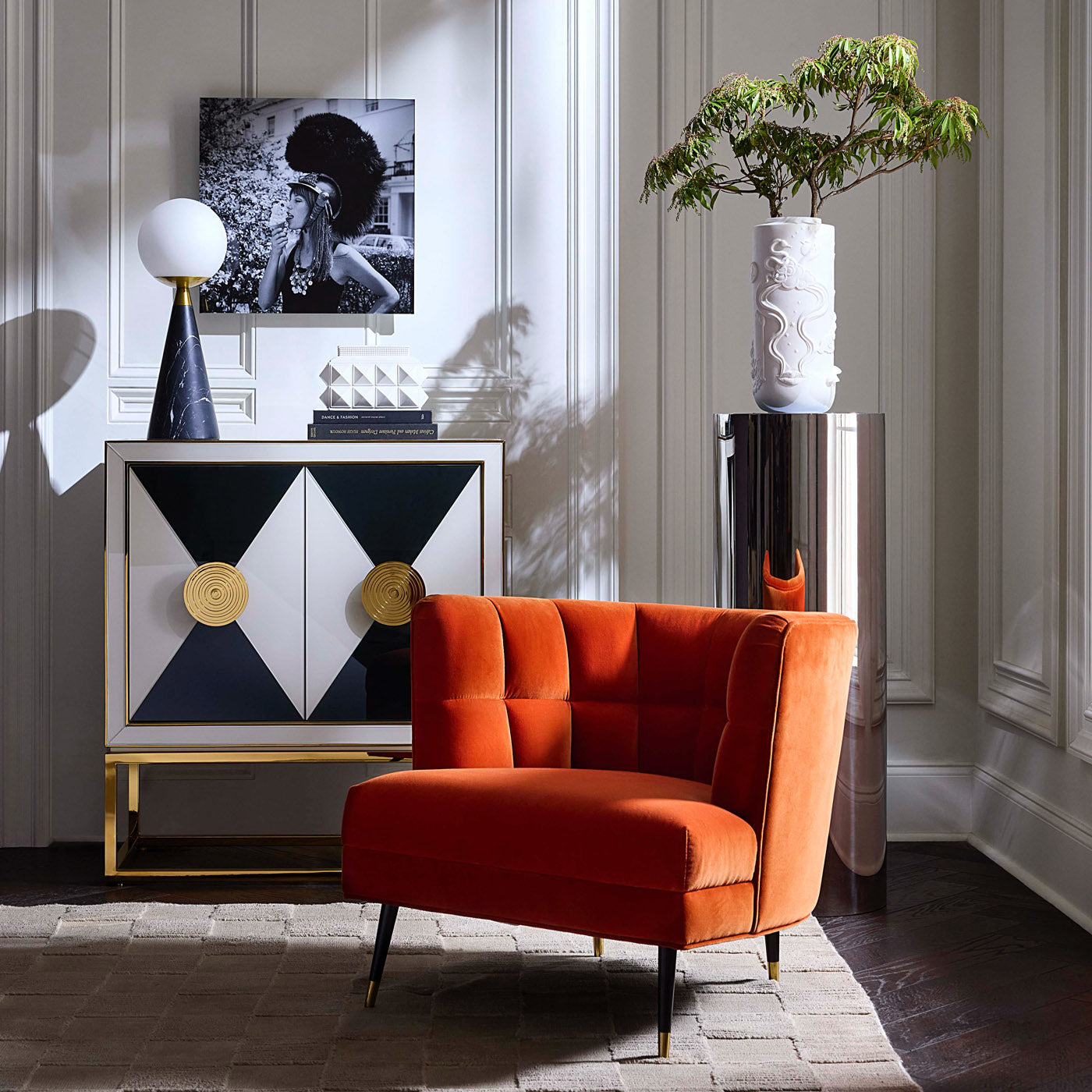 Op Art Cabinet in Brass and Glass | Jonathan Adler