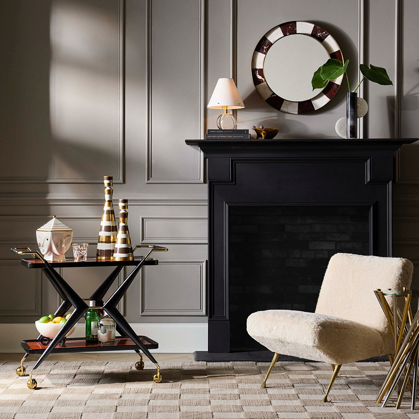 Gainsbourg Slipper Chair with Trocadero Bar Cart