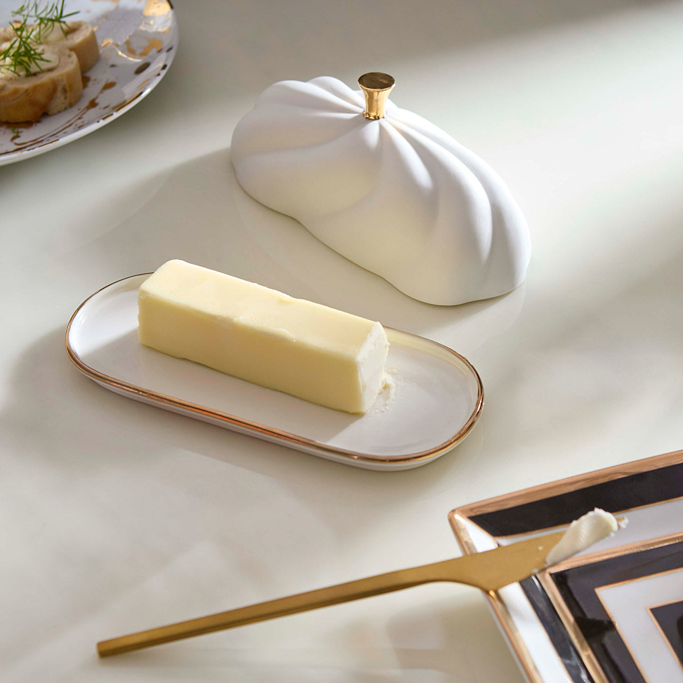Geneva Butter Dish opened - styled view