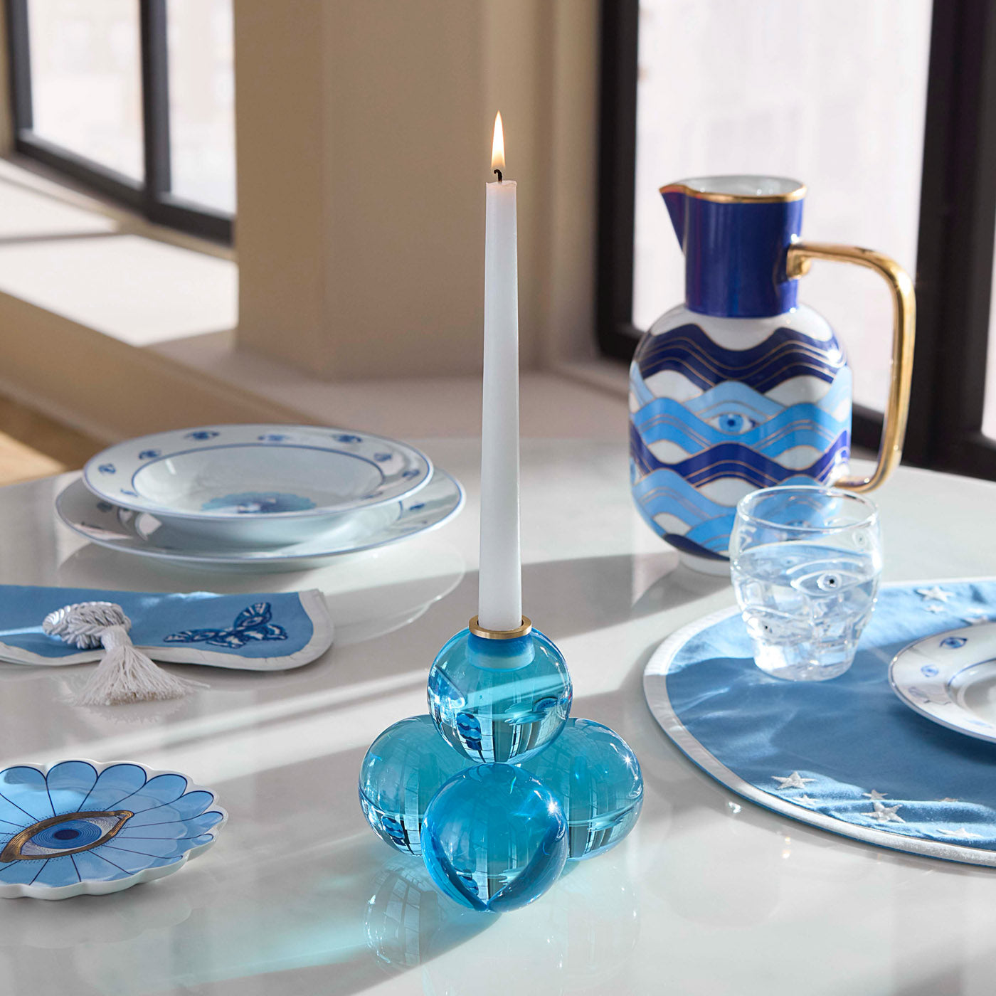 Globo Candle Holder in Acrylic with Brass Accents | Jonathan Adler