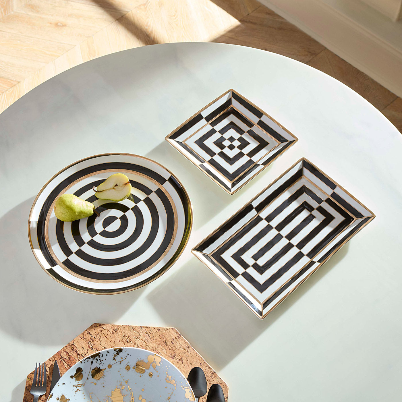 Op Art Rectangle Serving Tray - styled view