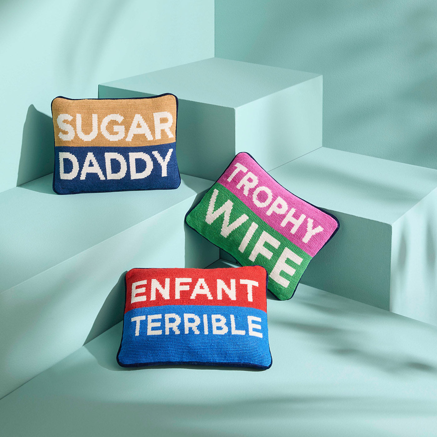Sugar Daddy Needlepoint Pillow - styled view