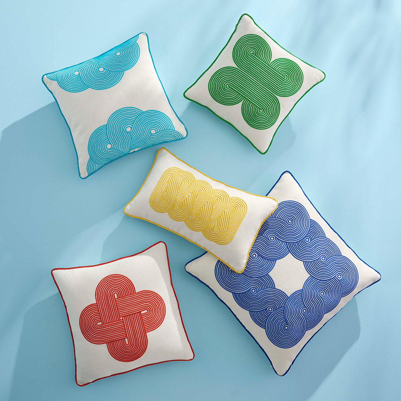 Pompidou Cobalt Border Pillow - styled view