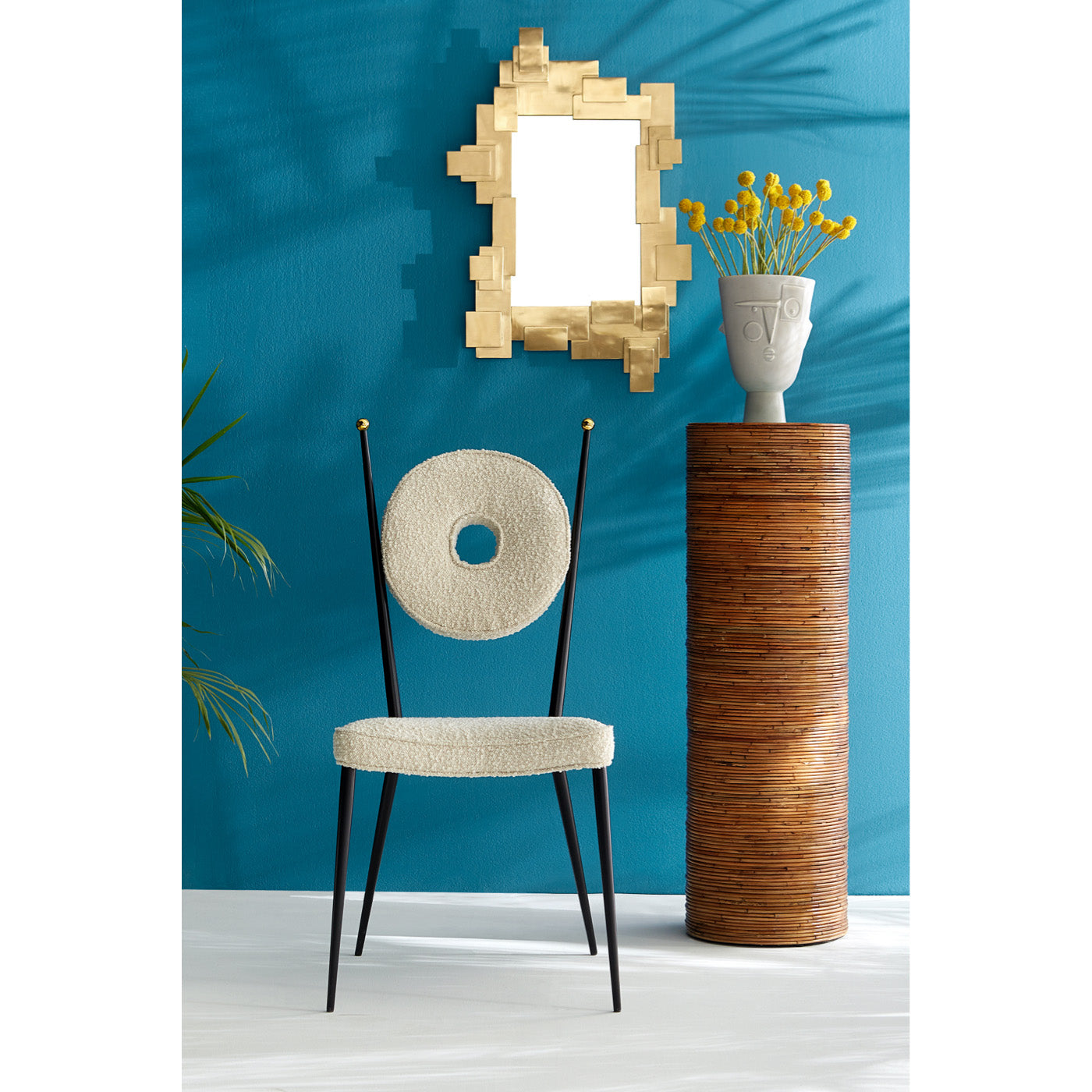 puzzle accent mirror rondo dining chair riviera pedestal - styled view