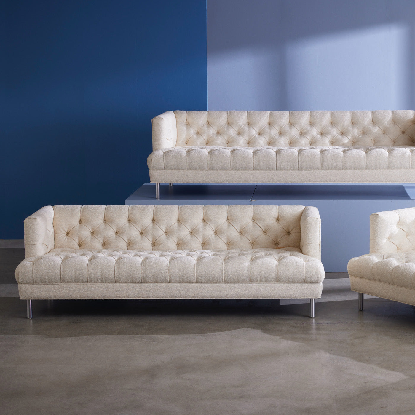Baxter 100" Deep T-Arm Grand Sofa in Serpette Ivory