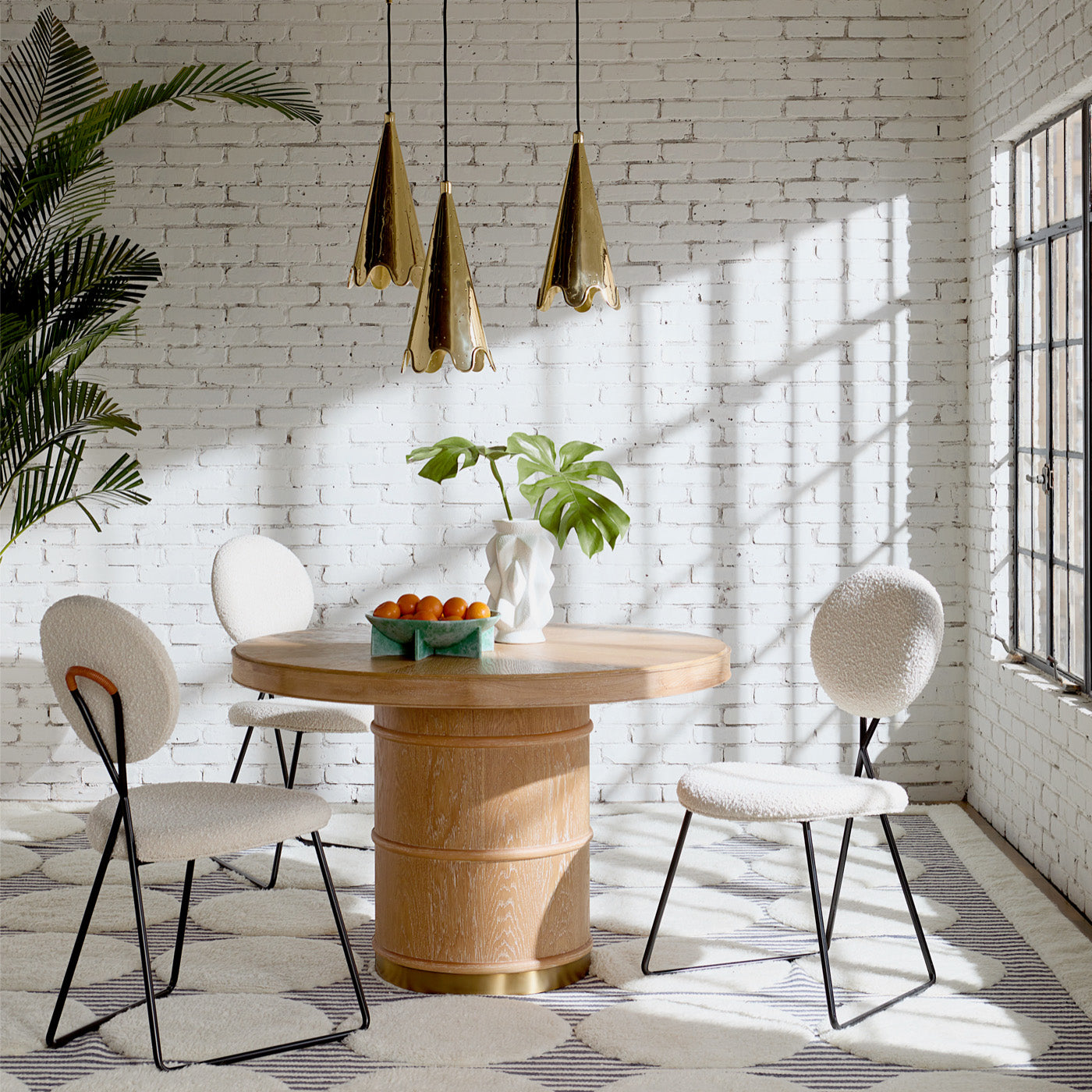 brussles t base dining table caprice dining chairs caracas six light chandelier - styled view