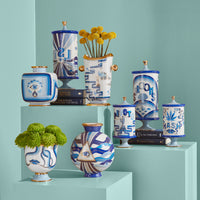 druggist eye vase porcelain blue accents gold - view 1