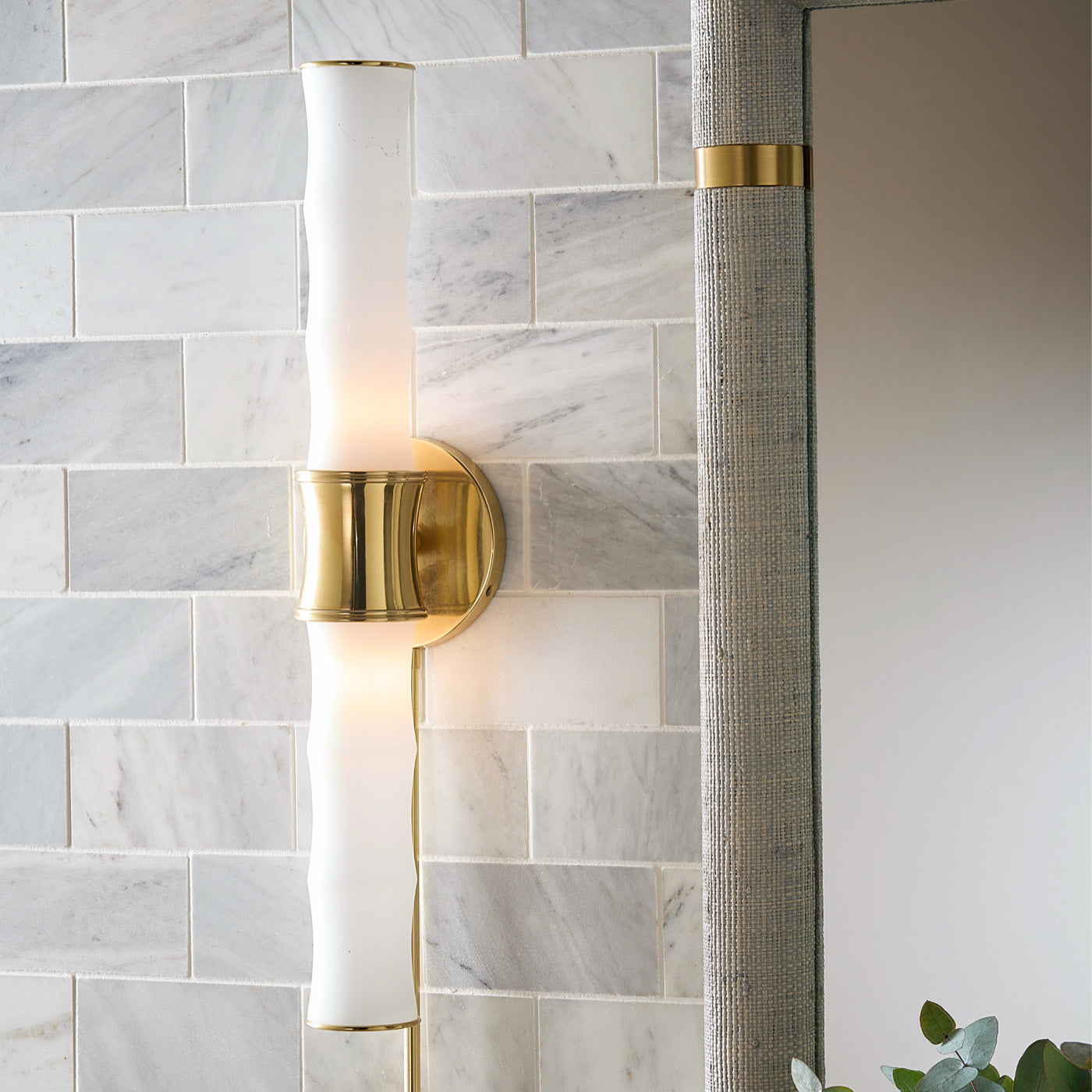 Meurice Bamboo End on End Bath Sconce - styled view