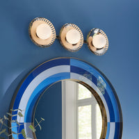 rio triple pan light nickel harlequin round mirror - styled view