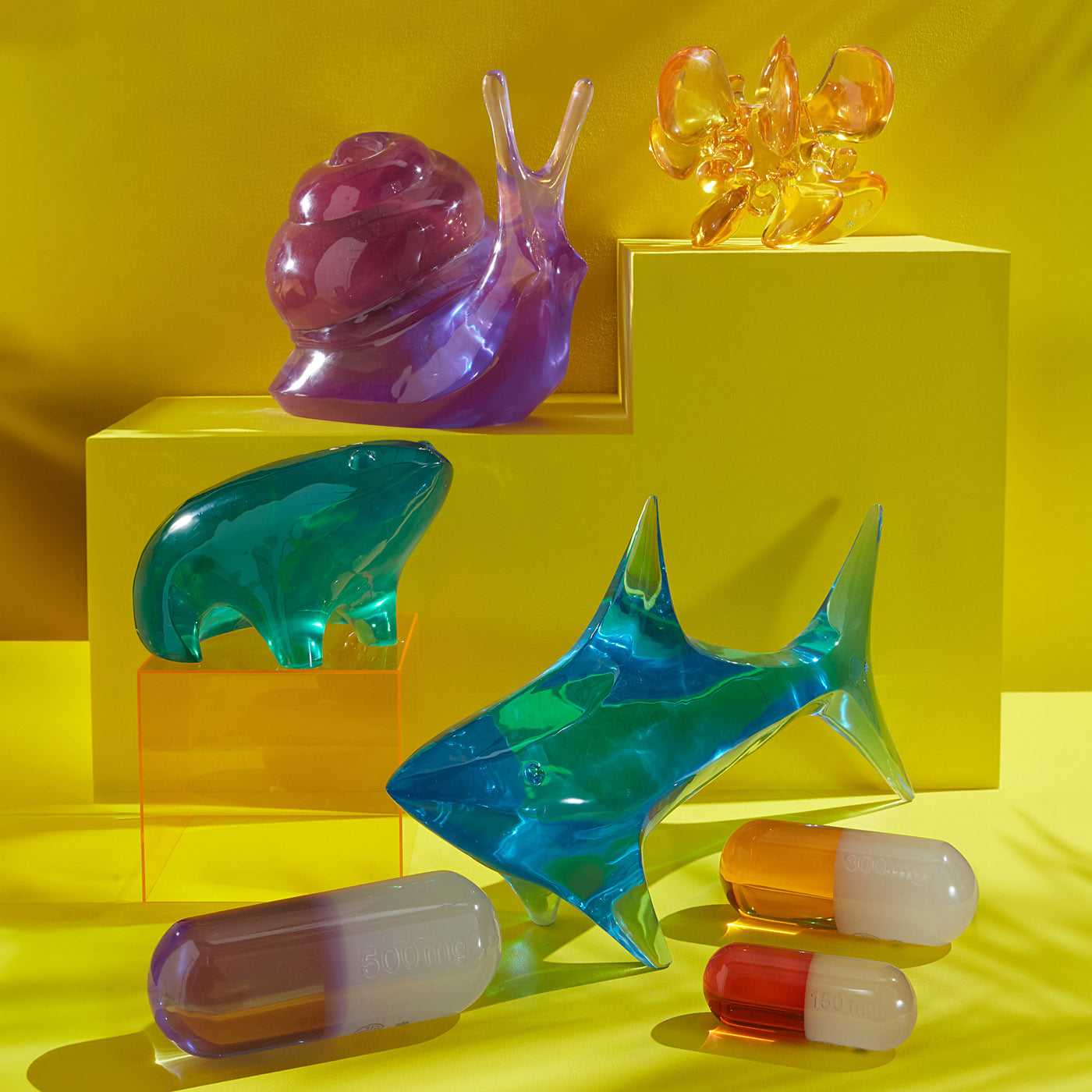 acrylic pill large purple - angle view