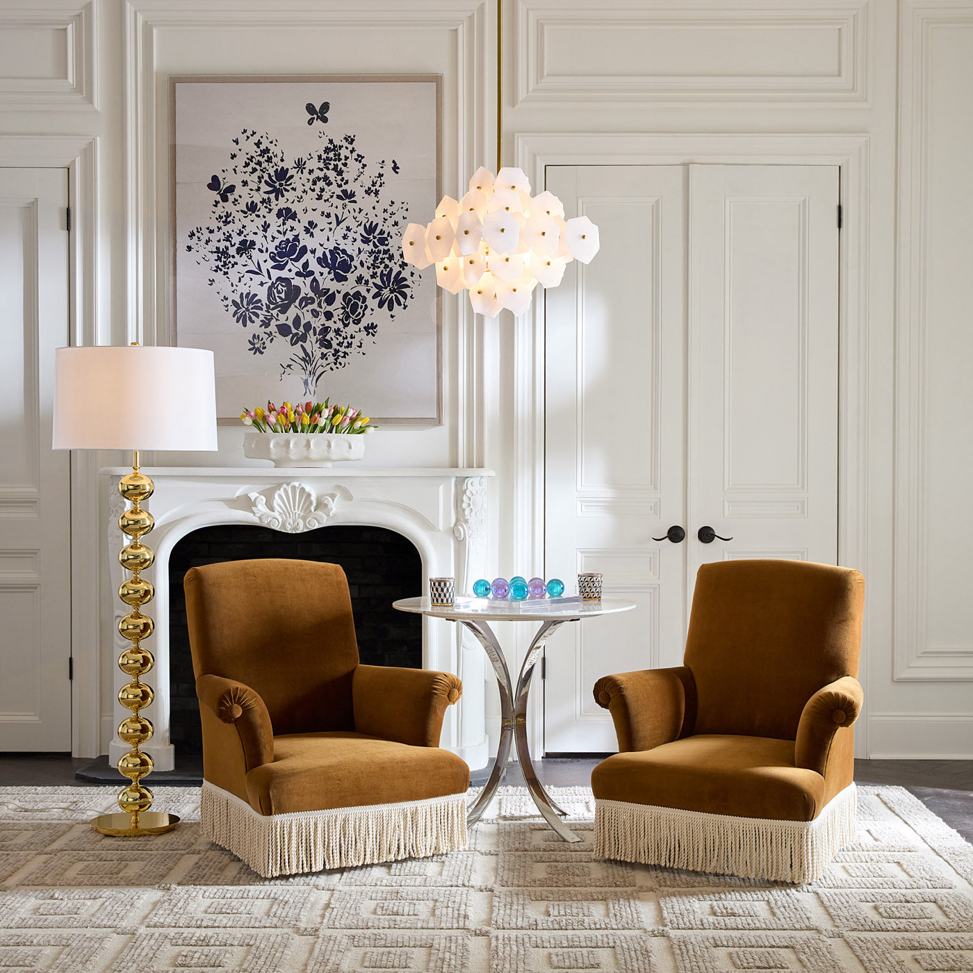 Paule Marrot Navy Floral Bouquet with Bonaparte Chair