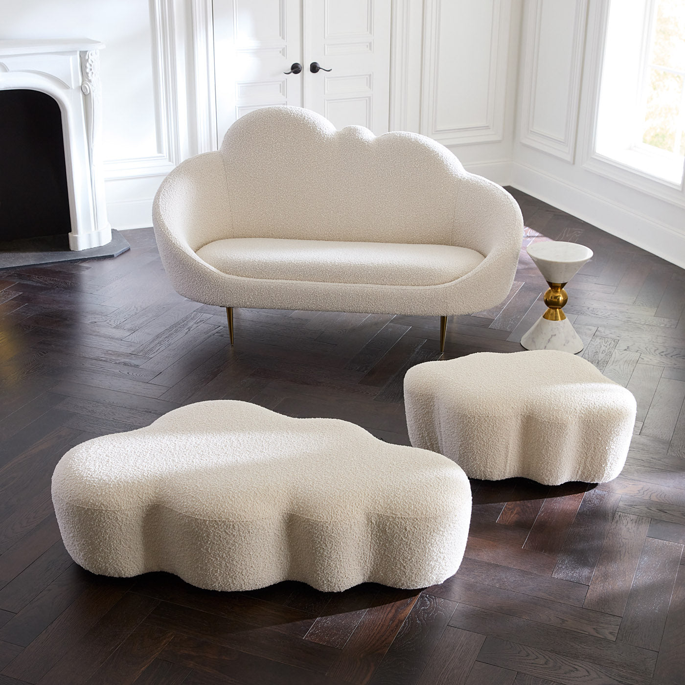 ether cloud settee olympus oatmeal boucle  -back view