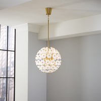 vienna globe chandelier glass white brass - large