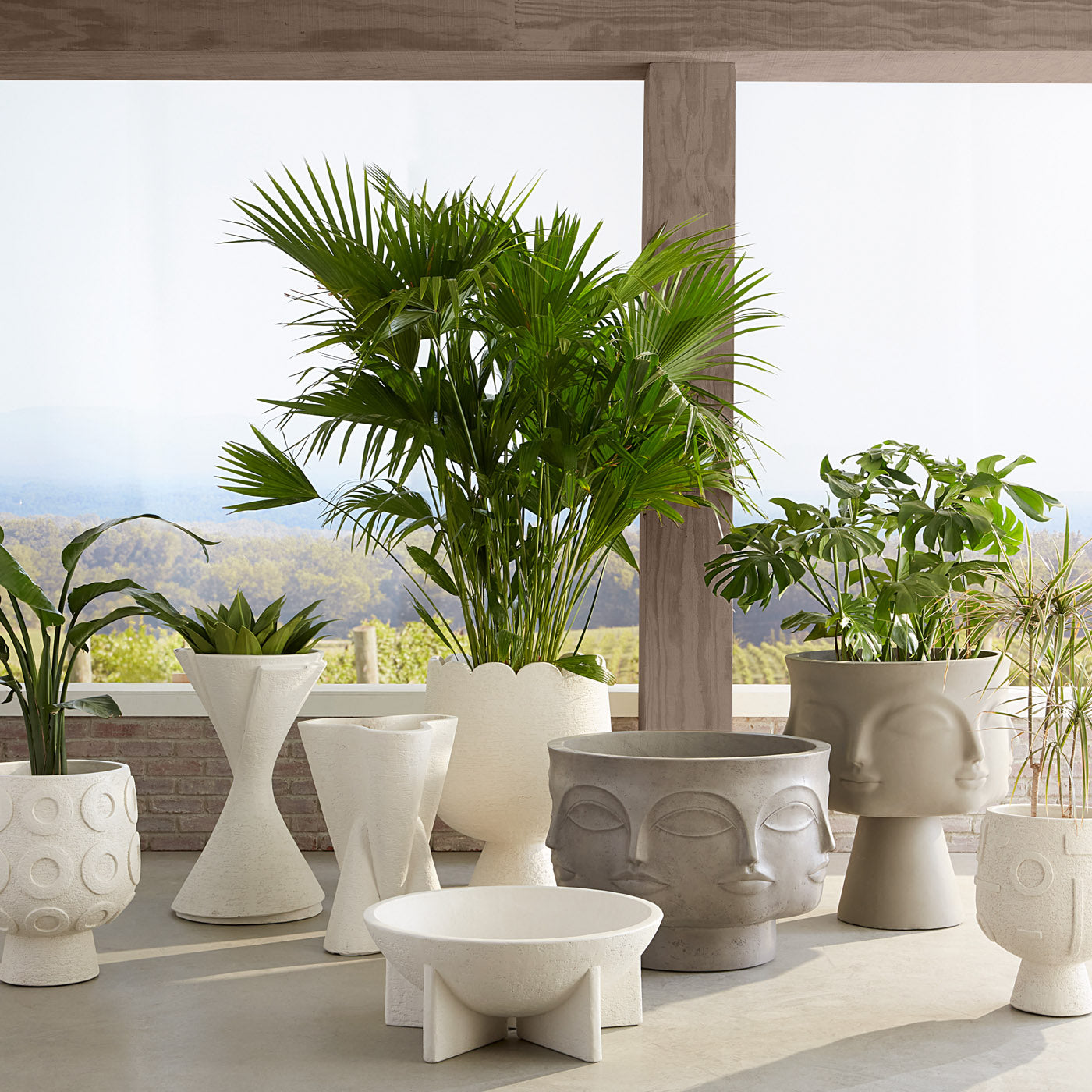 Osaka Discs Concrete Planter in Aerated Cement | Jonathan Adler