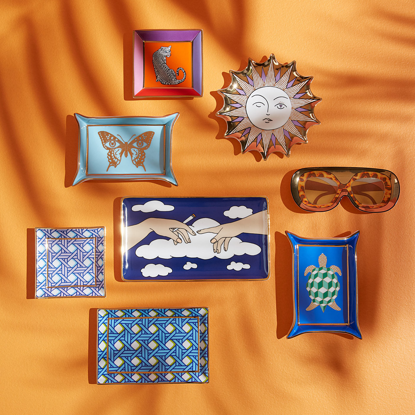 Muse Sun Trinket Tray in Porcelain with Gold Accents | Jonathan Adler