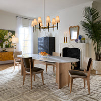ventana oval chandelier ebony wood brass - front view