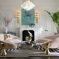 ether curved sofa in blush set of two - styled view