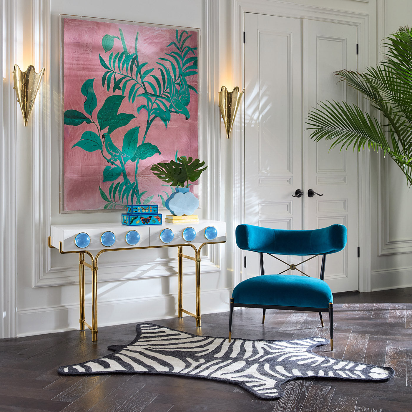 zebra peruvian flat weave rug with riviera wave bed