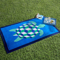 Turtle Beach Towel with Basketweave Lacquer Tray