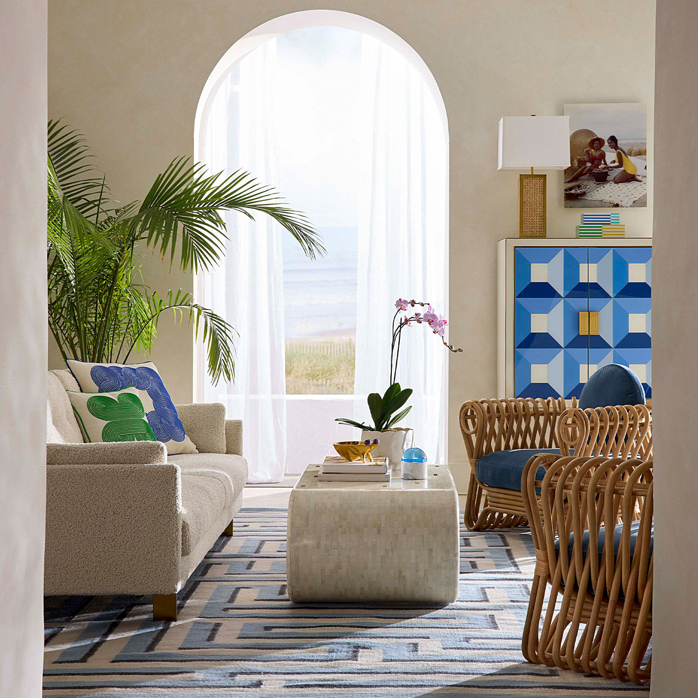 Casablanca Scroll Cocktail Table with Malibu sofa
