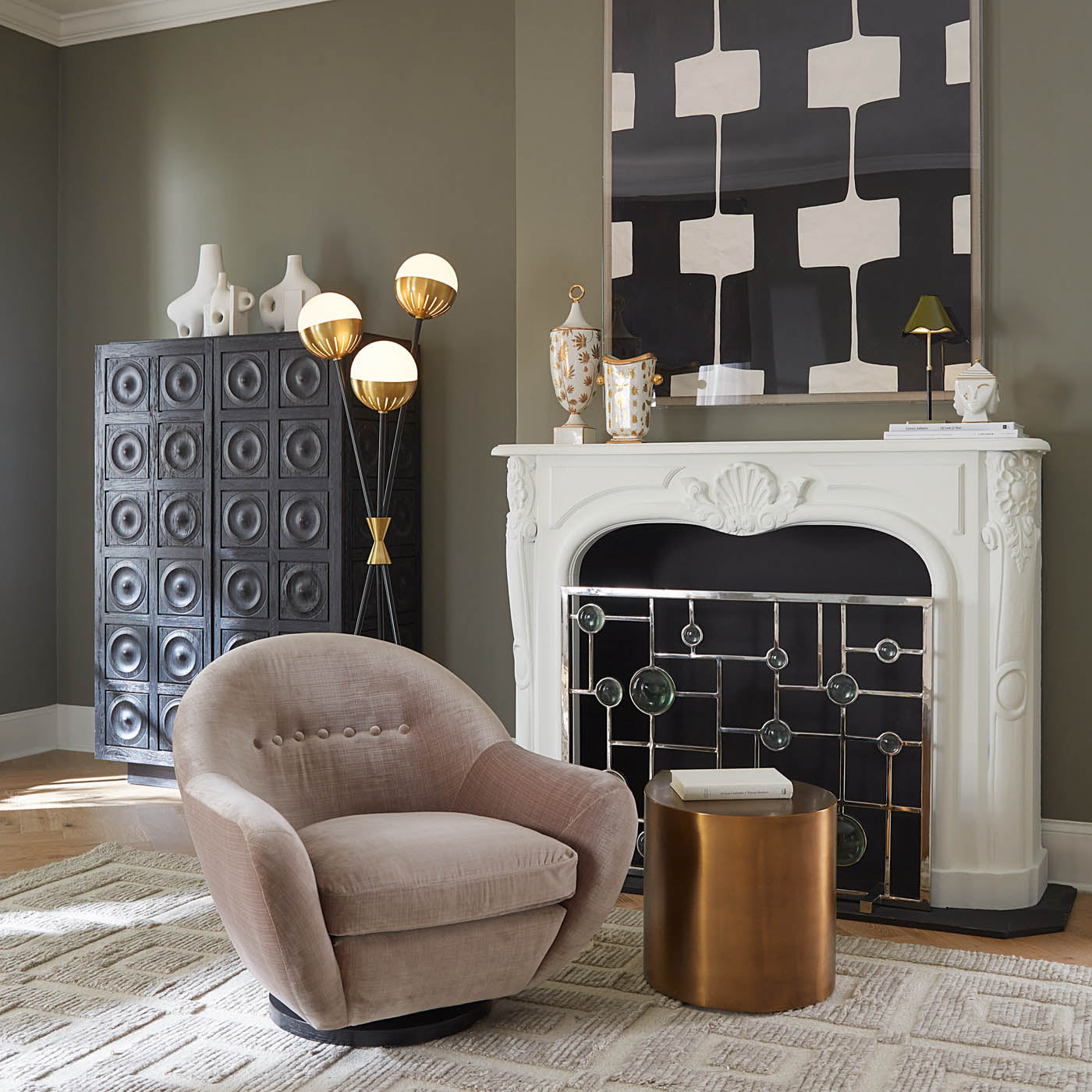 Stockholm Swivel Chair Ponti Mushroom - styled view