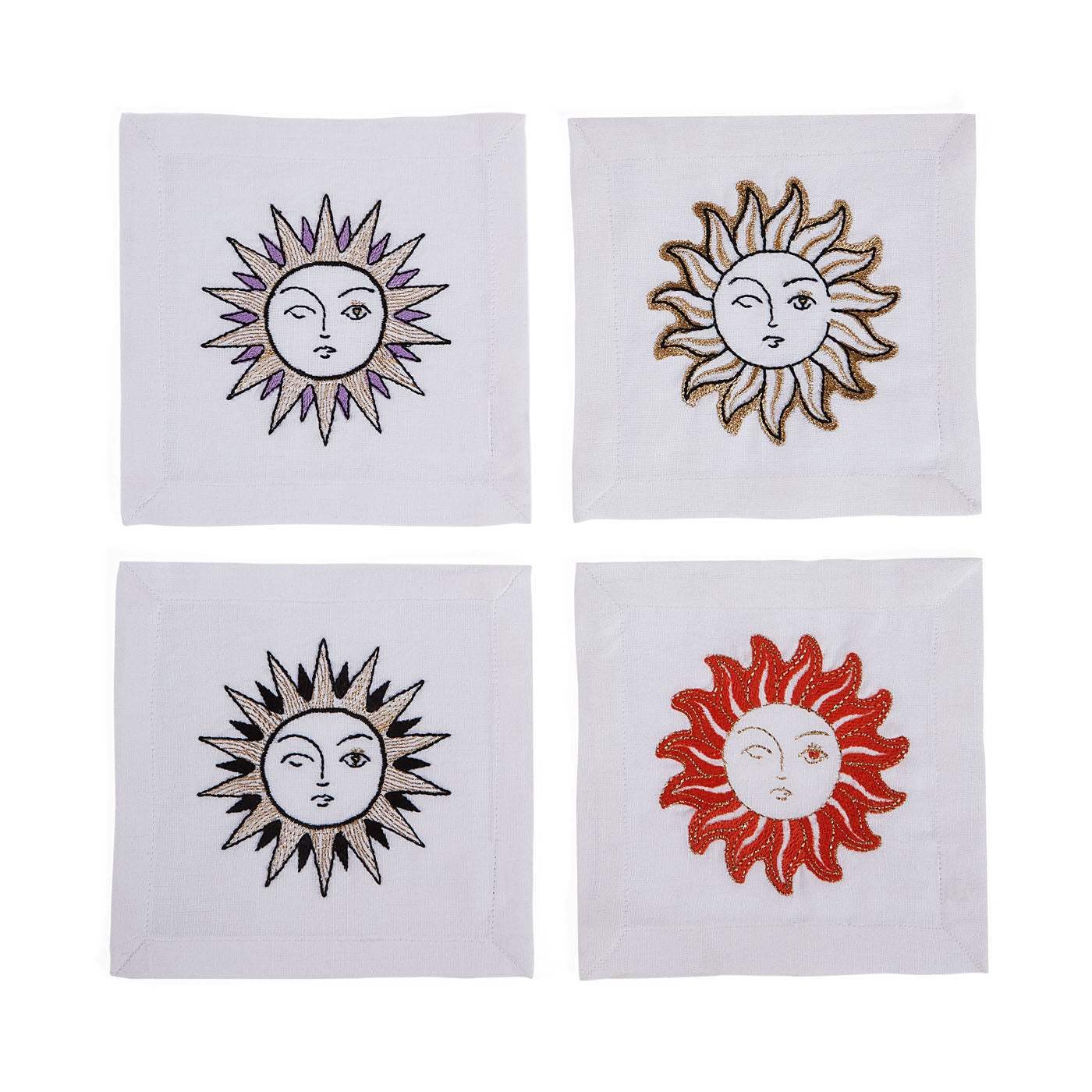 Sun Cocktail Napkins set of 4 - front view