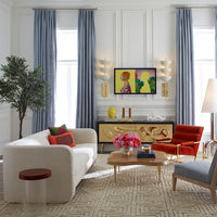 sunset sofa varese azure scalinatella cocktail table channeled goldfinger lounge chair siam etagere - styled view