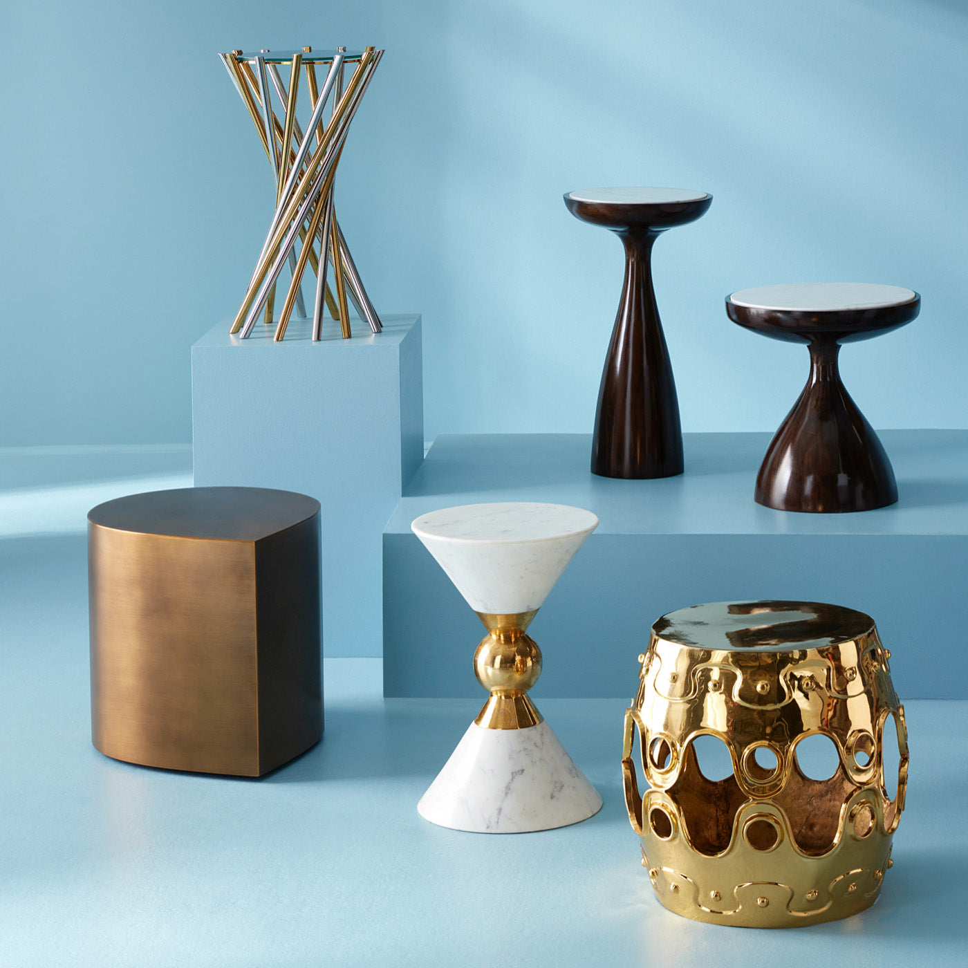teardrop table antiqued brass - angle view 13