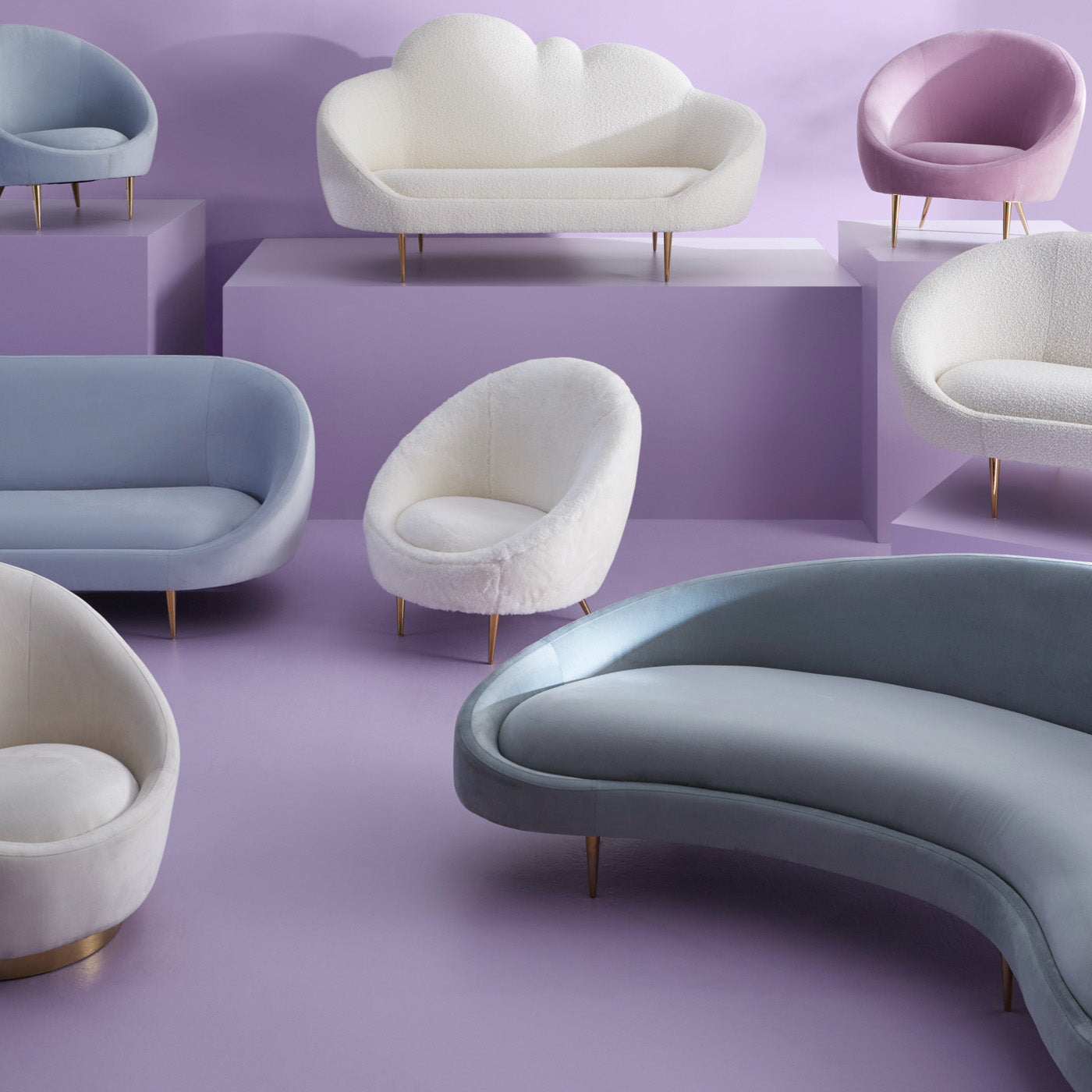 ether chair rialto lavender brigitte sofa marble triangle tables - styled view