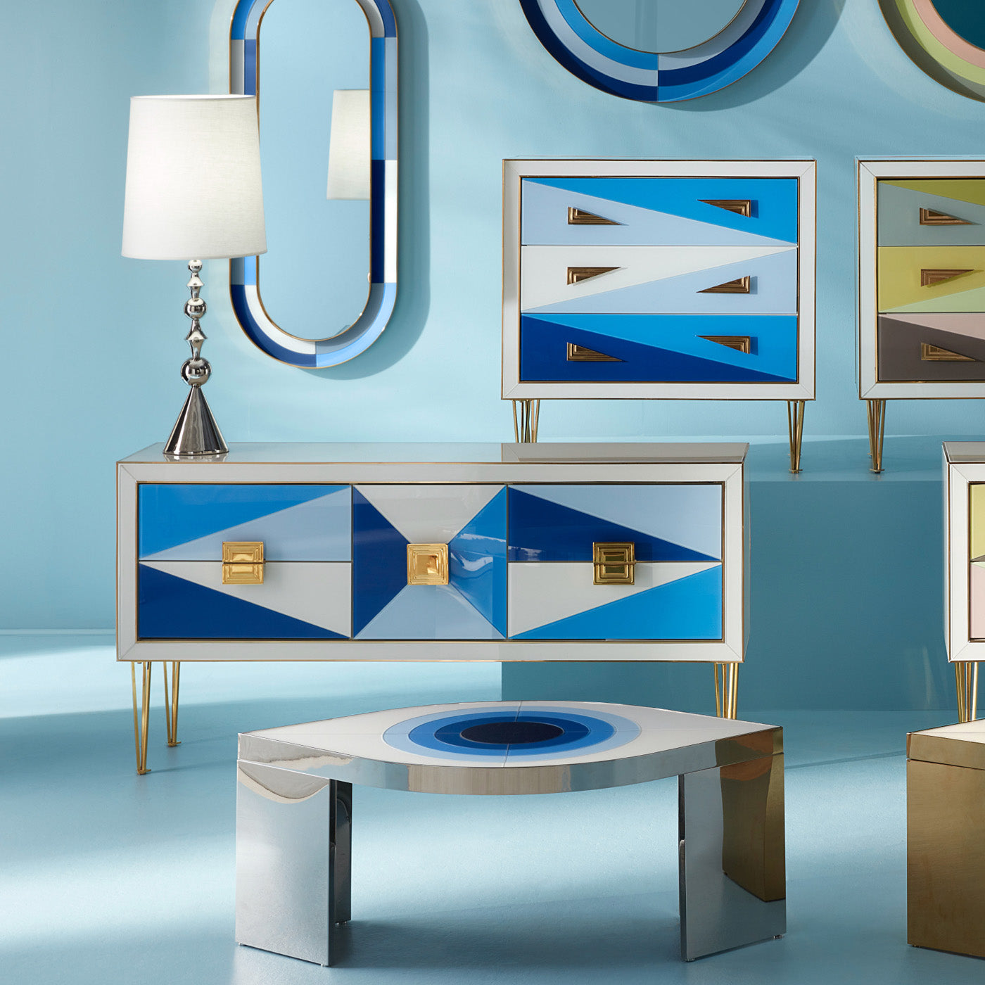 harlequin furniture and lighting collection multi blue - styled view