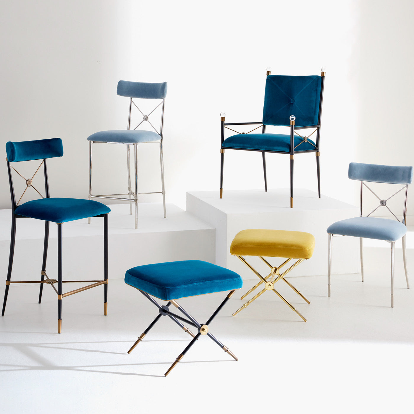 rider chair and bench collection - styled view