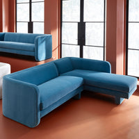 sunset sectional venice azure - styled view