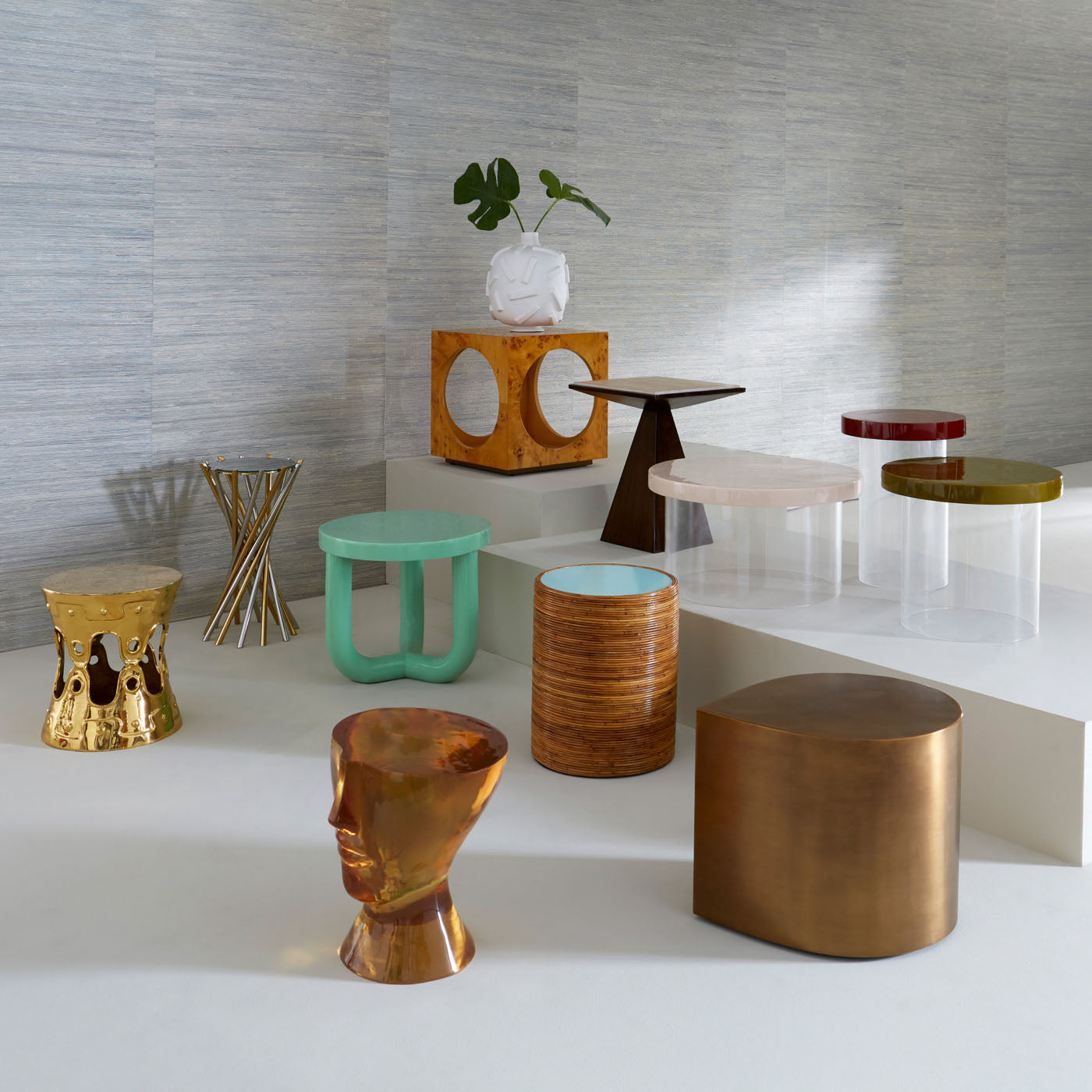 bond cube accent table burl wood mappa wood natural - styled view