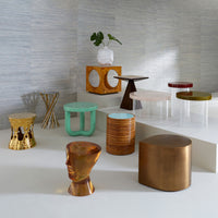 bond cube accent table burl wood mappa wood natural - styled view
