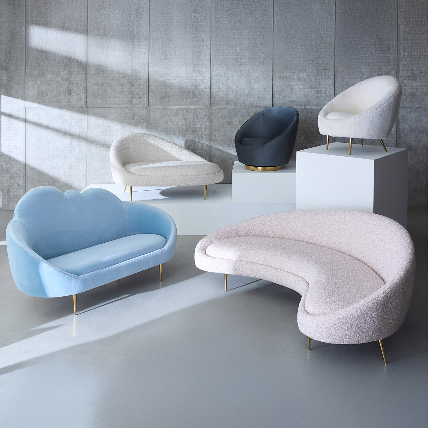 ether chaise right arm facing olympus oatmeal boucle - angle view